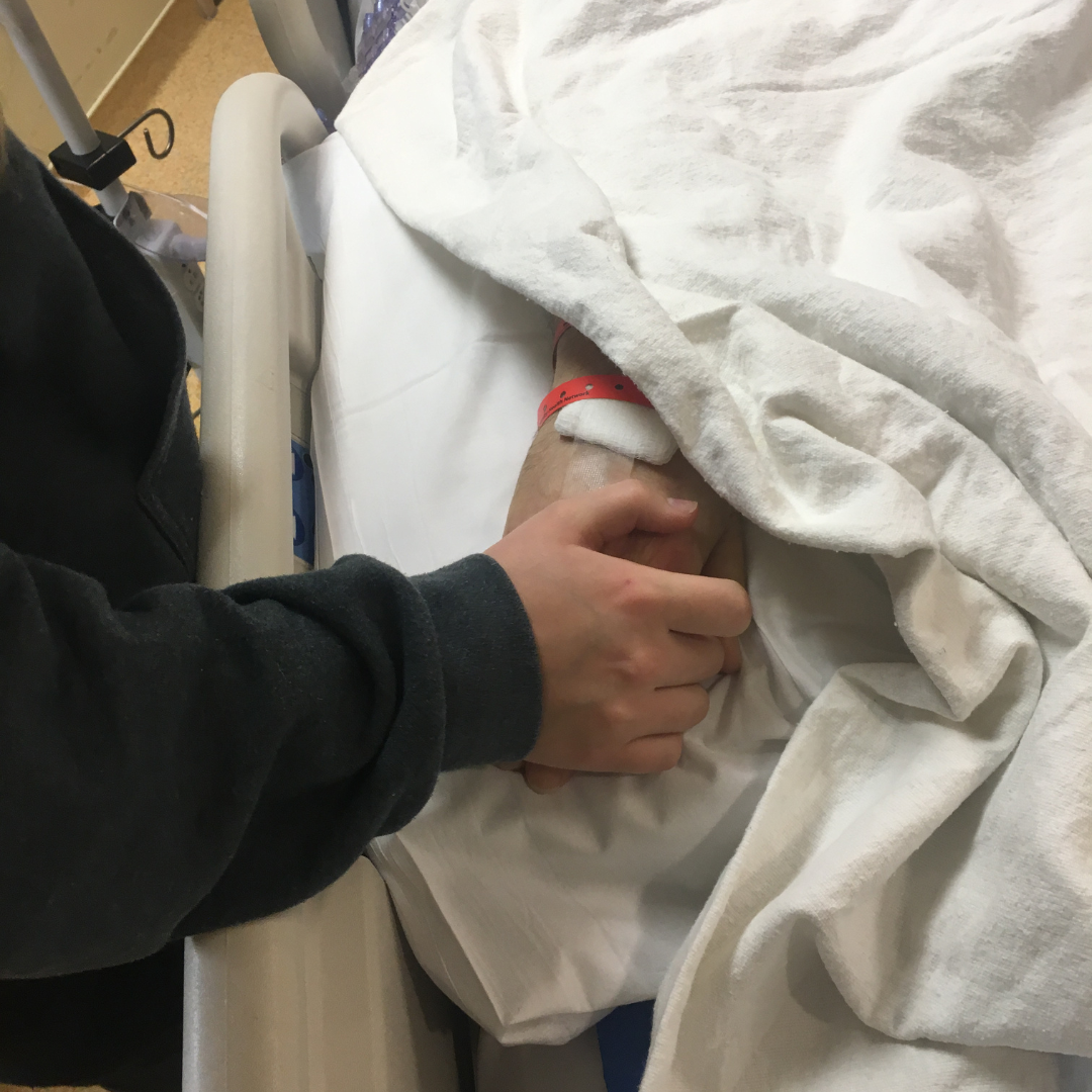 Kate and her father in hospital. (Photo courtesy of Kate Rokoss)