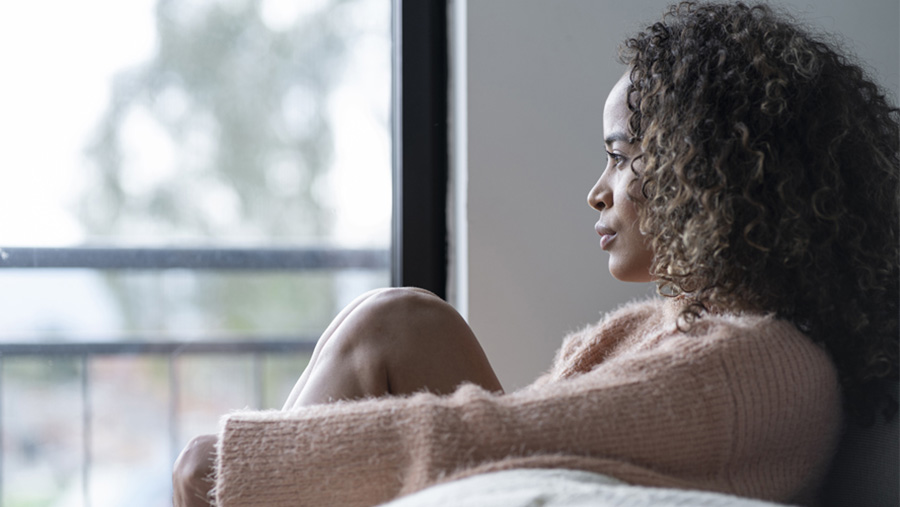 A women looking out a window