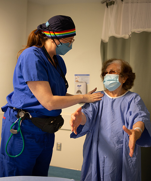 Jennifer with a patient